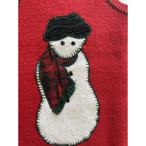 Vintage Eagle’s Eye XMAS Cardigan Sweater Vest Holiday Buttons 100% Wool Size Lg - Picture 2 of 10